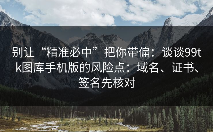 别让“精准必中”把你带偏：谈谈99tk图库手机版的风险点：域名、证书、签名先核对
